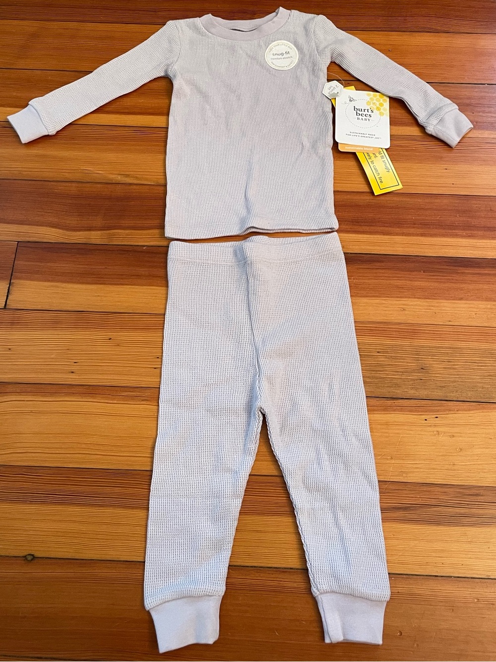 Burt's Bees 12M Organic Waffle Knit Pajama Set NWT